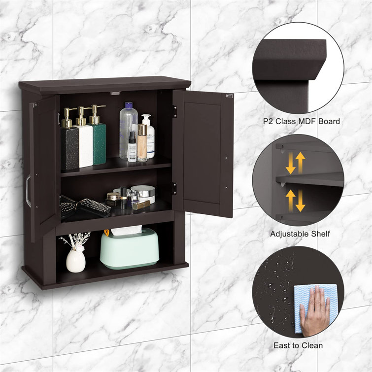 Lolotoe Bathroom Wall Cabinet, Medicine Cabinet with Door & Open Shelf, Wall Mounted Storage Organizer Red Barrel Studio