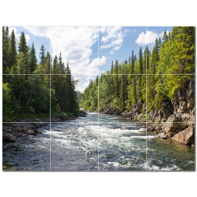 River Photo 4.25'' x 4.25'' Satin Ceramic Decorative Mural