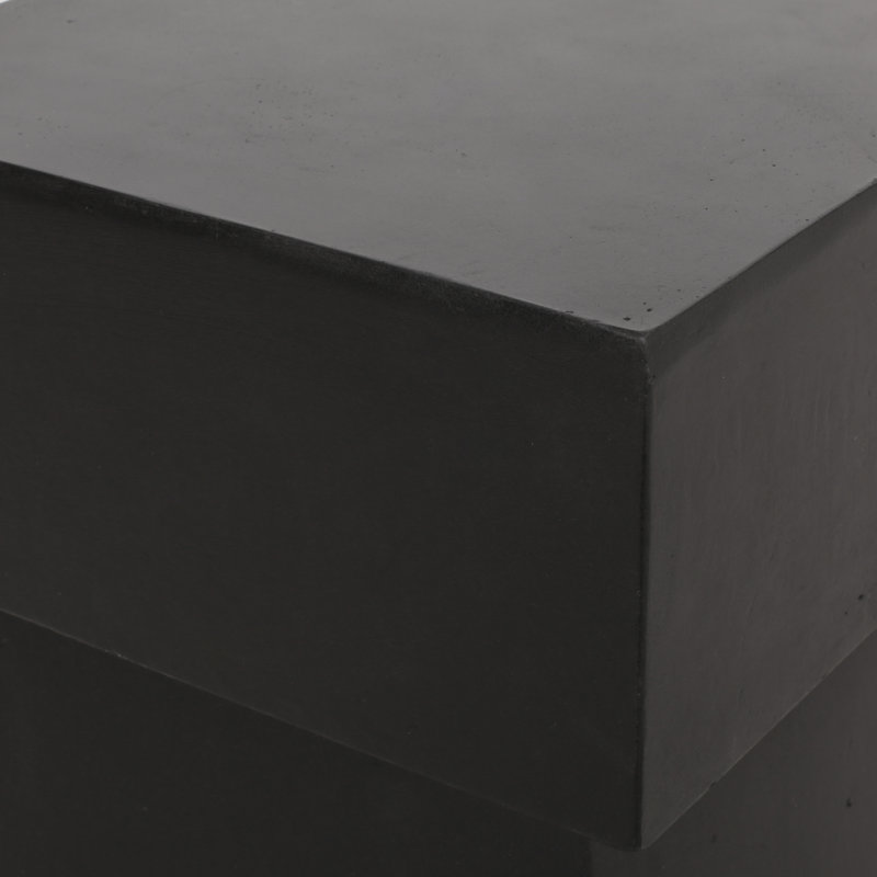 Matte Black Geometric Concrete Outdoor Side Table