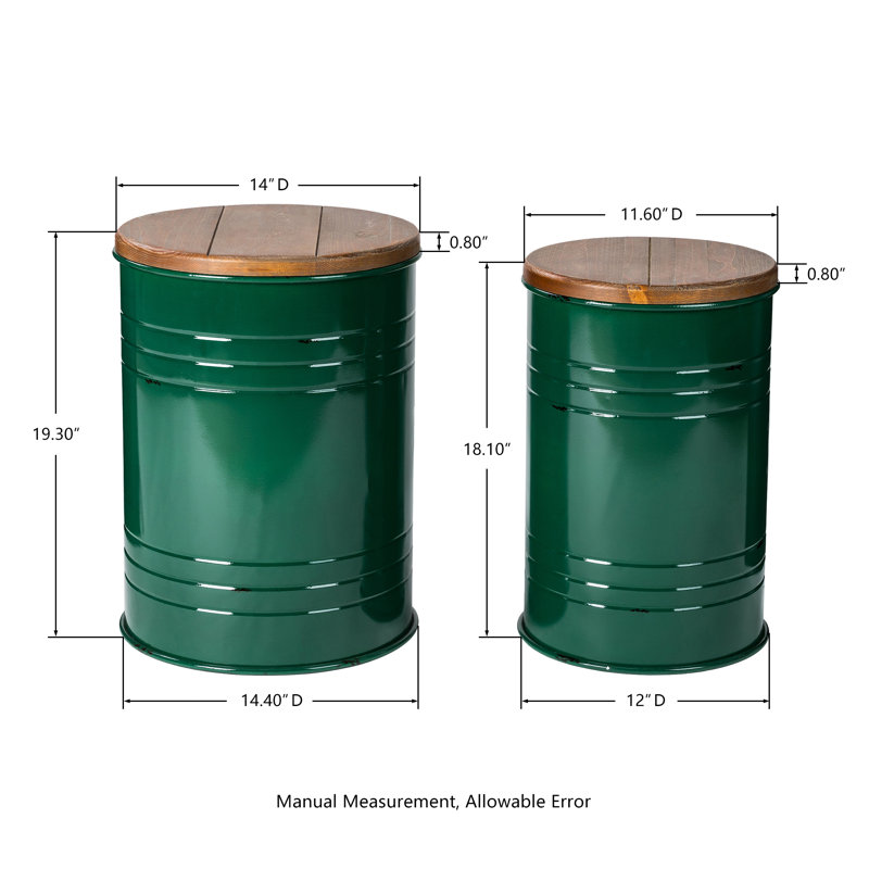 Nicky Solid Wood Top Nesting Tables, Green