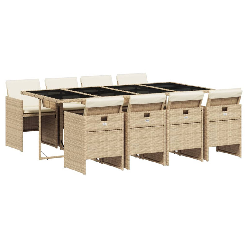  Patio Dining Set Set Of 8 Beige, Cream White, Beige, Cream White