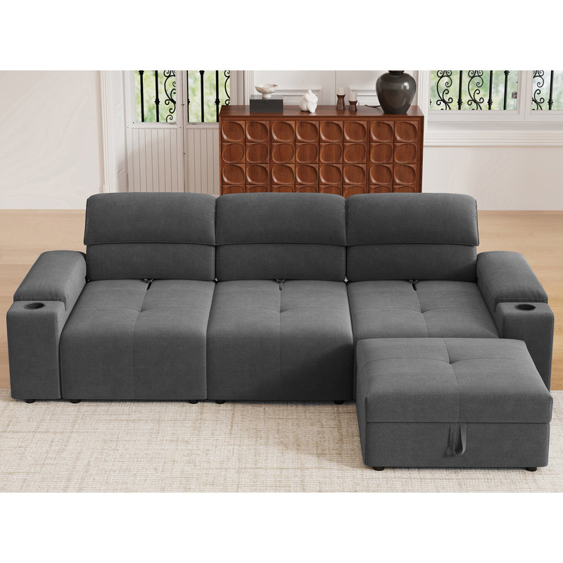 4 - Piece Upholstered Sectional, Gray Polyester Blend