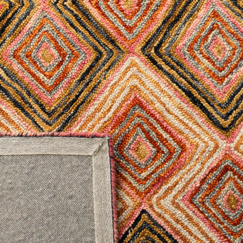 Tapis géométrique en laine touffeté à la main Deyoung, Tapis de couloir 2 pi 3 po x 9 pi