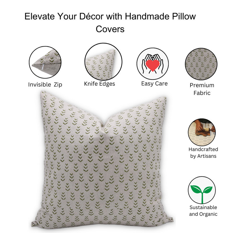 Linen Pillow Cover, Rectangular, 14" x 36", Green/Gray Floral 1
