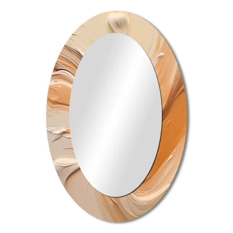 Miroir décoratif ovale orange et beige illimité III sur métal, 36 po x 24 po