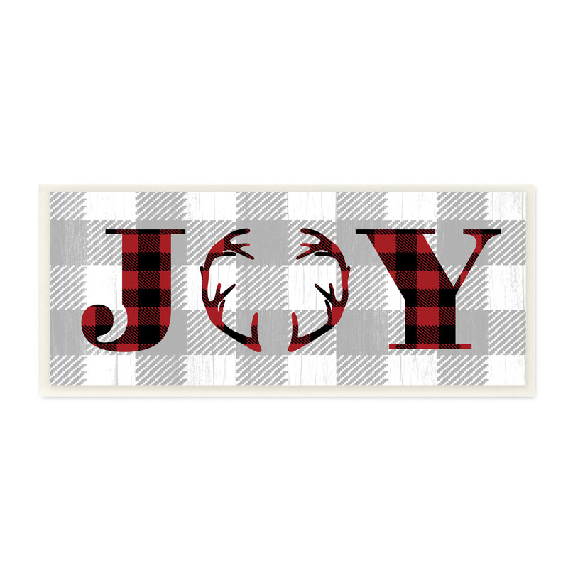 Reproduction d’art graphique en forme de coussin de style Buffalo en forme de « Joy », Plaque en bois