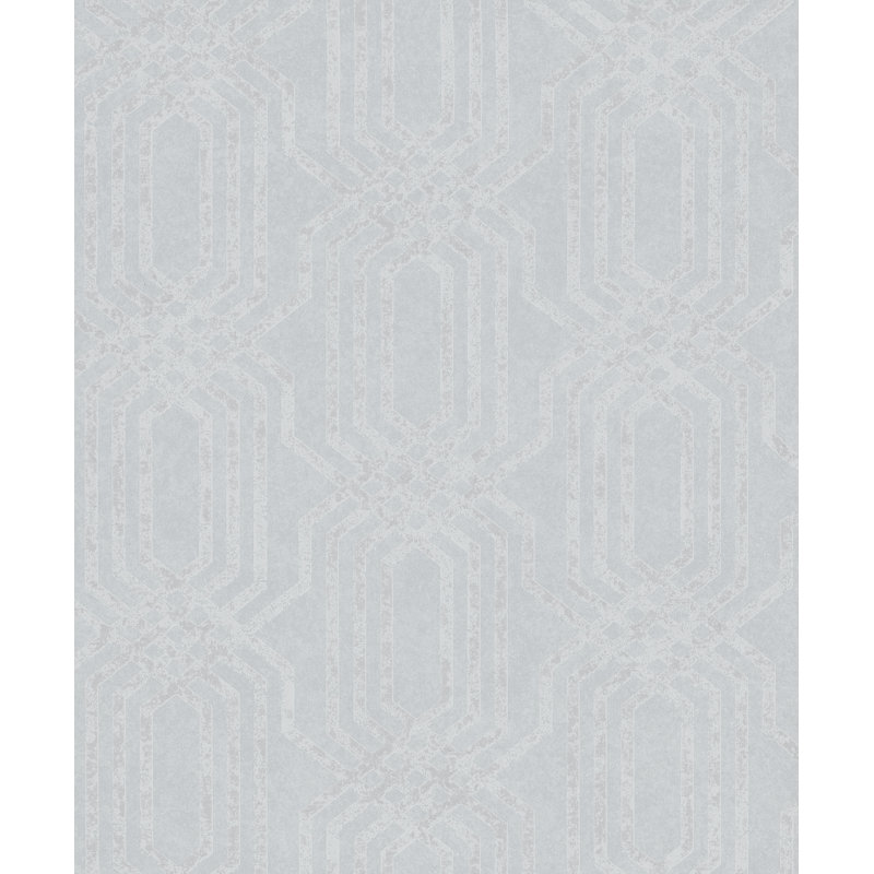 Binyameen Embossed Geometric Glitter Trellis Design 10.05 m x 53 cm Wallpaper Roll, Light Grey