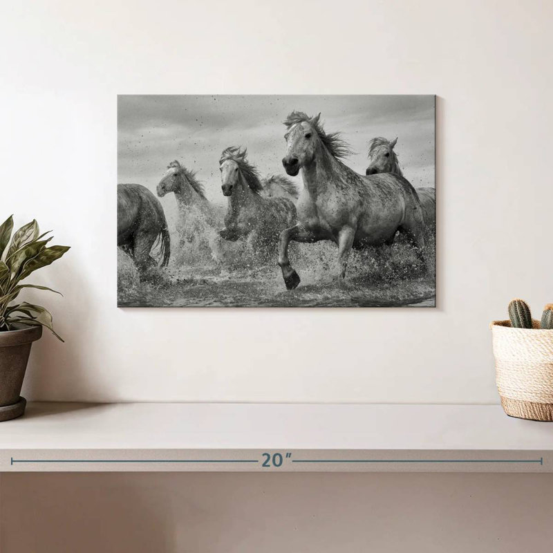 Brampt Sprinting Camargue Horses, 8" H x 12" W