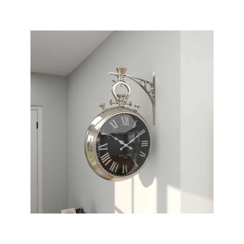Horloge murale décorative argentée Oakham