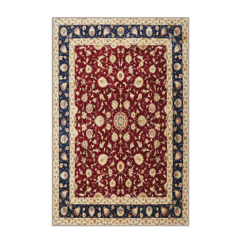 Tapis traditionnel rouge / noir Grimson, Rectangle 7 pi x 9 pi