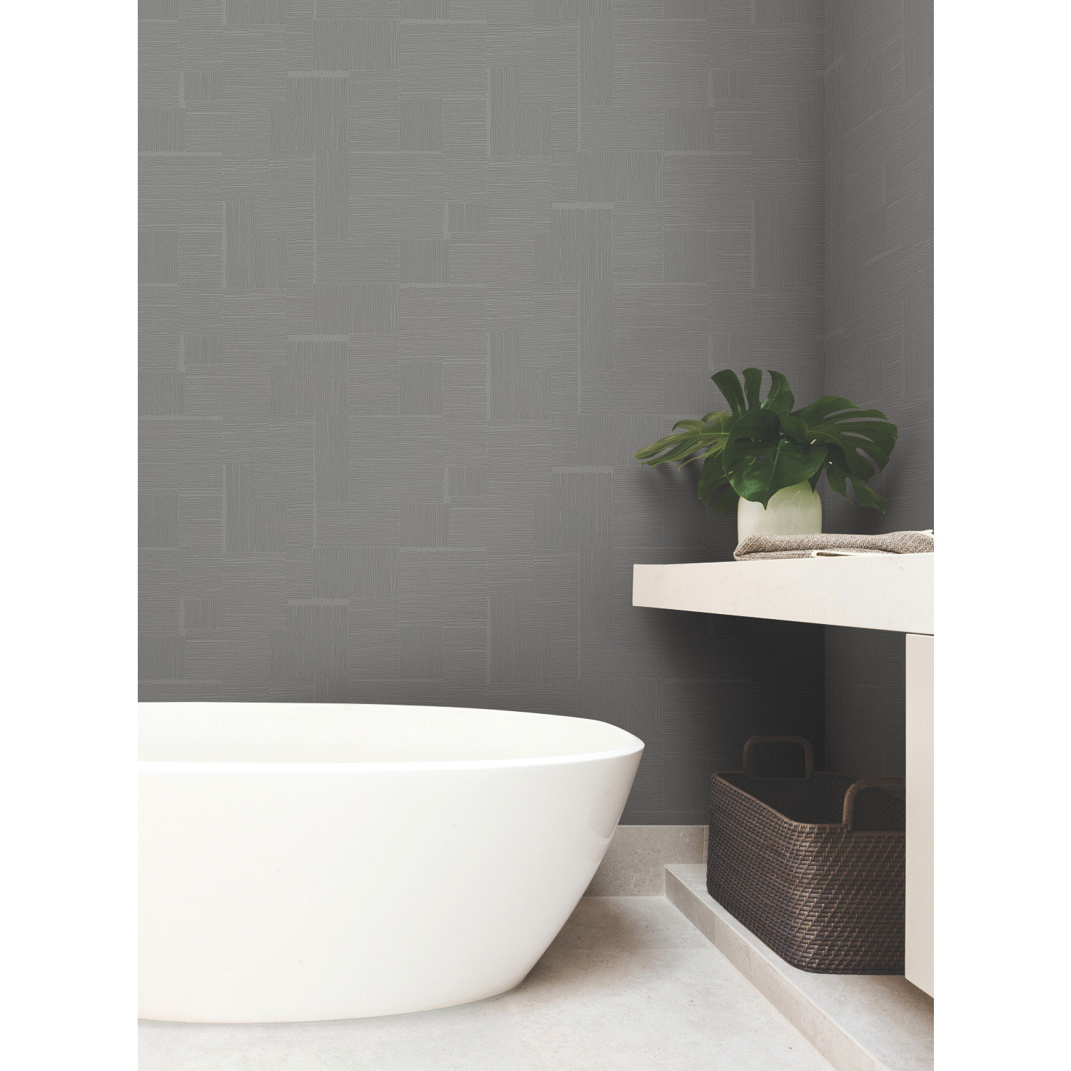 Alodee Geometric Wallpaper, Gunmetal