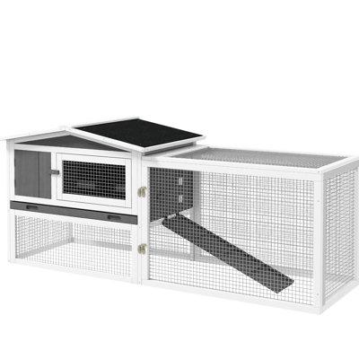 2-Storey Cage From , Waterproof, Detachable Run, For 1-2 Rabbits, Grey 2-Layer Rabbit , With Waterproof Feature, Slide Out Tray,