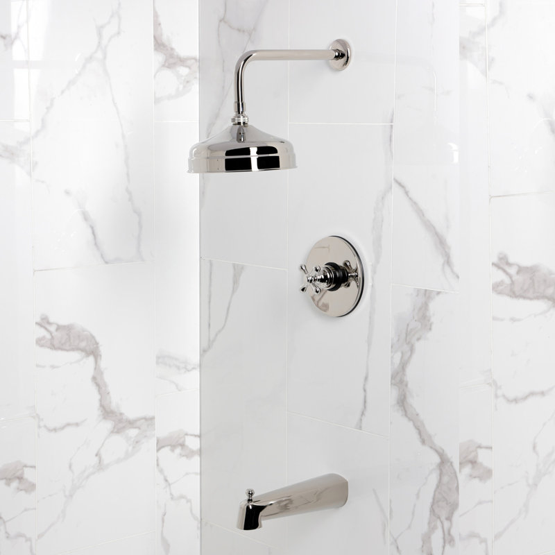 Kingston Brass Single-Handle Pressure Balanced Tub and Shower Faucet, Polished Nickel
