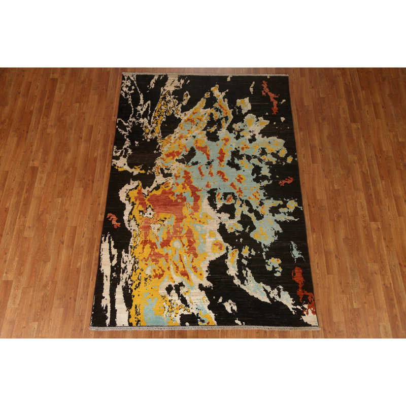 Ahrens Hand Knotted Wool Abstract Indoor Rug