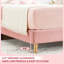 Cadre de lit simple, cadre de lit tapissier en velours de taille simple avec tête de lit, aucun sommier requis, support de lattes en bois, assemblage facile-1361439895
