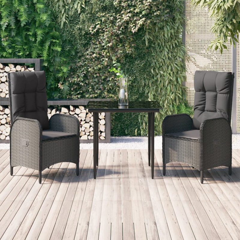 Ensemble repas d'extérieur Takeisha, H 29,1 po x l 31,5 po x L 31,5 po, 2, Noir