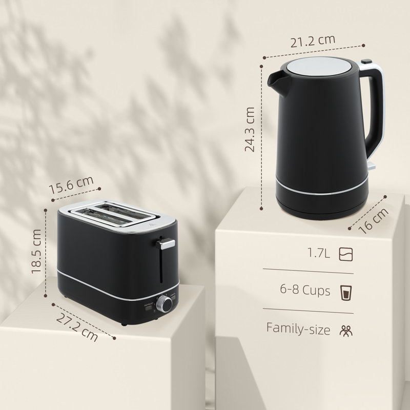Kettle and Toaster Set, Black