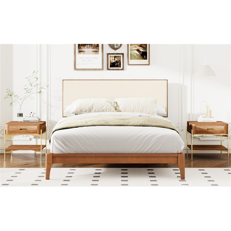 Lit plateforme solide en bois de bambou sec 12 pouces