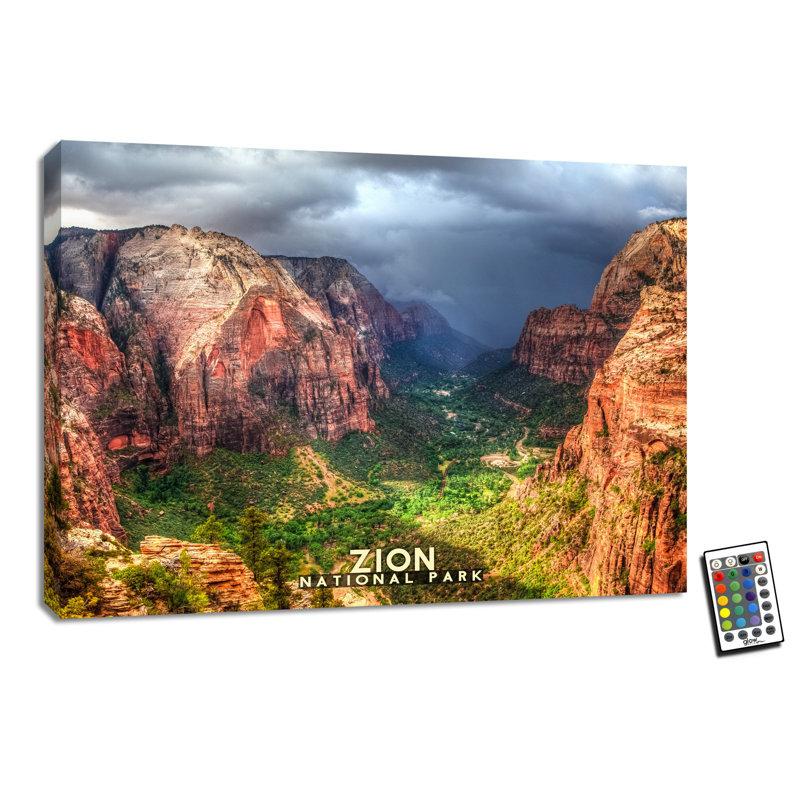 National Parks - Zion 18 x 24 entièrement illuminé, impression DEL à changement de couleur