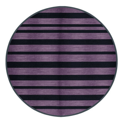 Machine Washable Horizontal Stripes Grey Area Rug