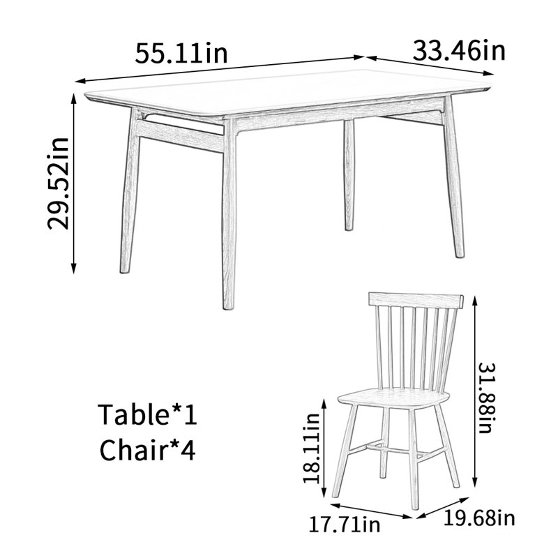 Ensemble de tables en bois de cerisier Simple, H 29,52 po x L 55,11 po x l 33,46 po