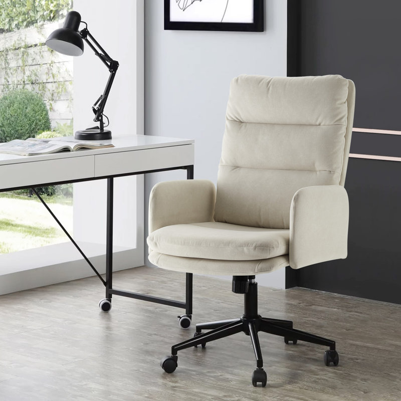 Alexxys Office Chair, Beige Velvet