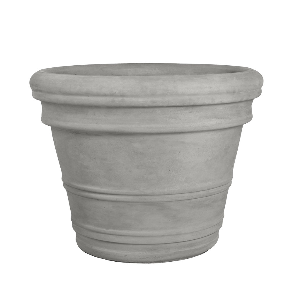 17.5 in. Double Roll Rim Pot - Natural Finish - Grey