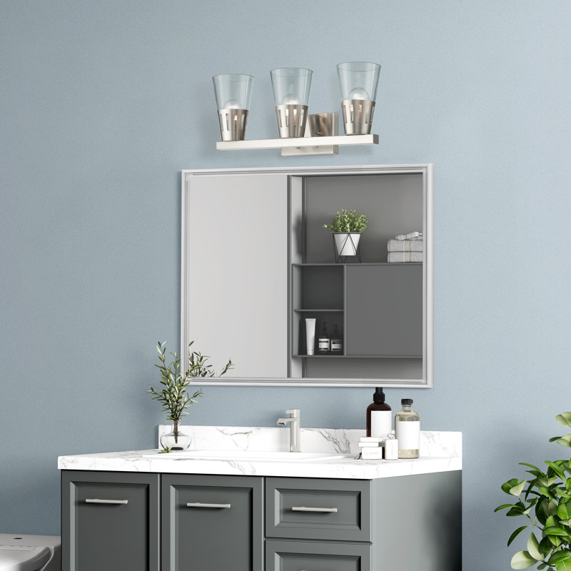 Éclairage pour salle de bain 3 lumières à intensité variable, Nickel brossé