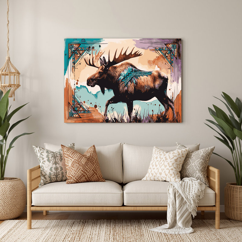«Southwestern Animals Moose» 37, art mural en métal beige, H 240 po x l 240 po x P 0,05 po