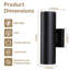Applique murale d'extérieur noire cylindrique en aluminium imperméable - paquet de 2-1976221811
