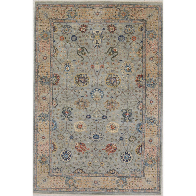 Transitional One-of-a-Kind Rectangle 6' x 9' Rectangle Wool Area Rug in Blue and Tan