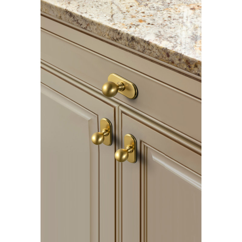 Solid Round Knob With Backplate(G021) Multipack, Brushed Gold