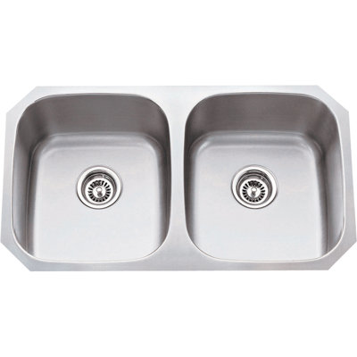 32.25'' L Double Bowl Stainless Steel Kitchen Sink