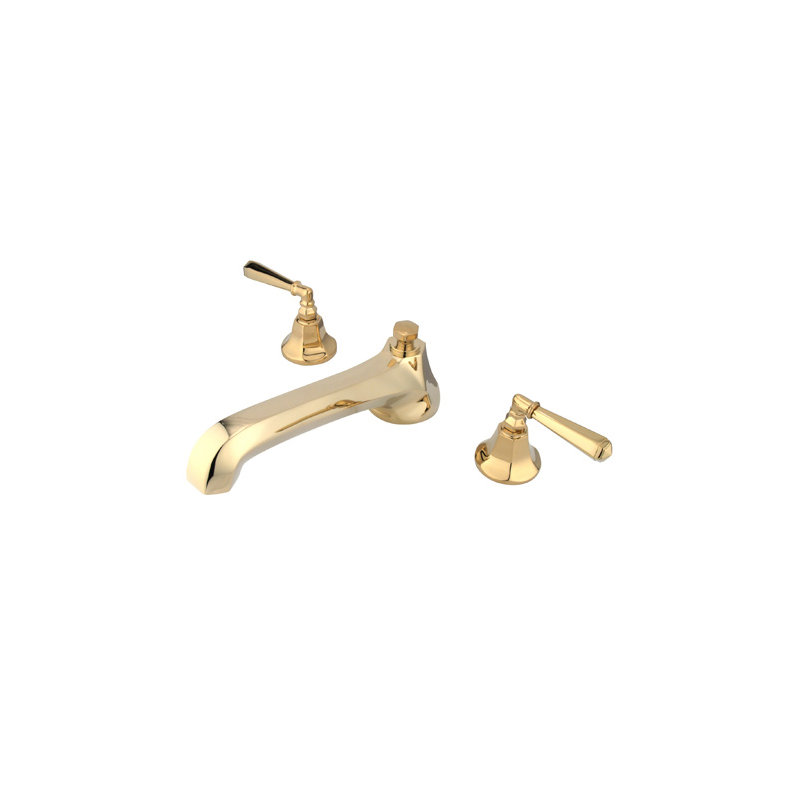 Metropolitan Double Handle Deck Mounted Roman Tub Faucet, Polished Brass