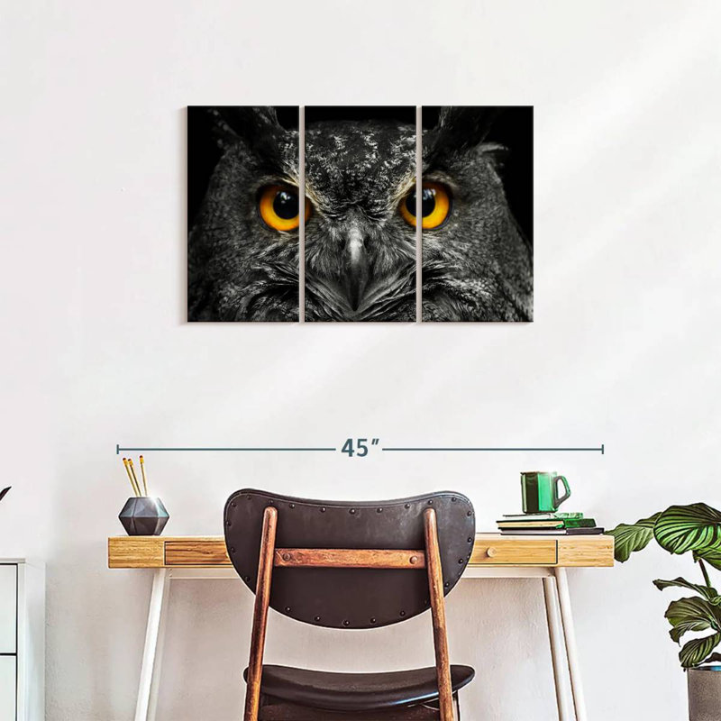 Chouette aux yeux jaunes Brampt, H 20 po x l 33 po