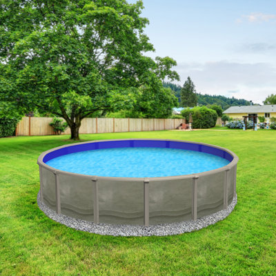 Trinity Round 52-in Deep Steel Wall Pool Package with 7-in Top Rail
