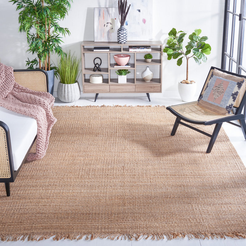 Elderton Natural Fiber Hand Woven Jute Solid Color Rug, Rectangle 8' x 10'