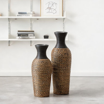 Brown Pvc Vases and Jars for Living Room with Shelving, Living Room Entryway Office, 27.56 in