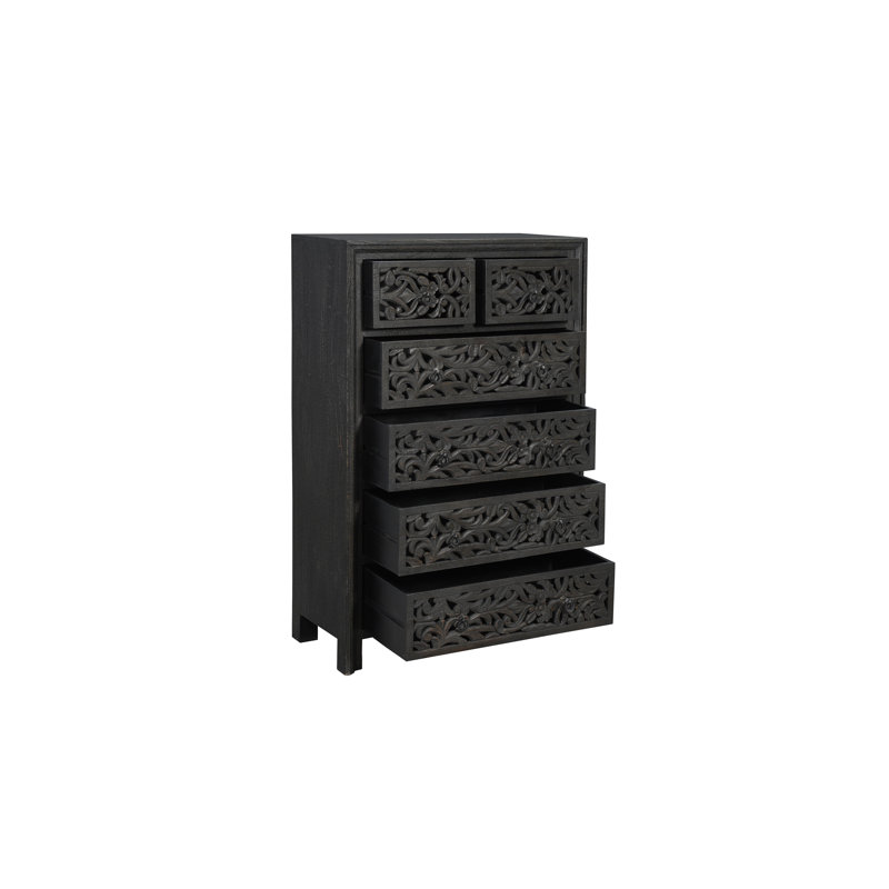 Harleen Solid Wood 35'' W 6 - Drawer Dresser, Black