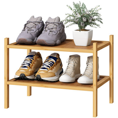 Range-chaussures compact à 2 niveaux 14 po - Organisez vos chaussures avec style dans la chambre à coucher et le couloir