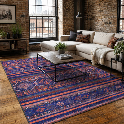 Oriental Cotton and Chenille Flatweave Area Rug