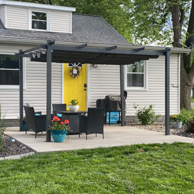 13 Ft. W X 11 Ft. D Aluminum Pergola with Canopy