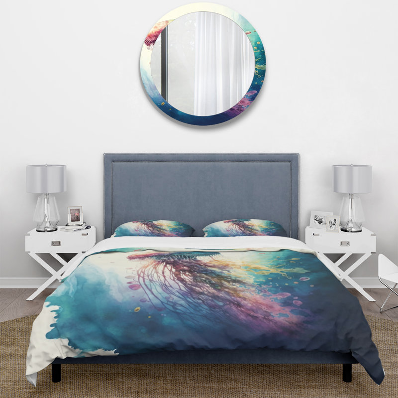 Colorful Deepsea Jellyfish Twin Microfiber Duvet Cover Set