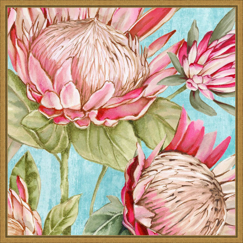 Reproduction d'art sur toile encadrée "Poping King Protea I" par Alex Black, H 22 po x l 22 po
