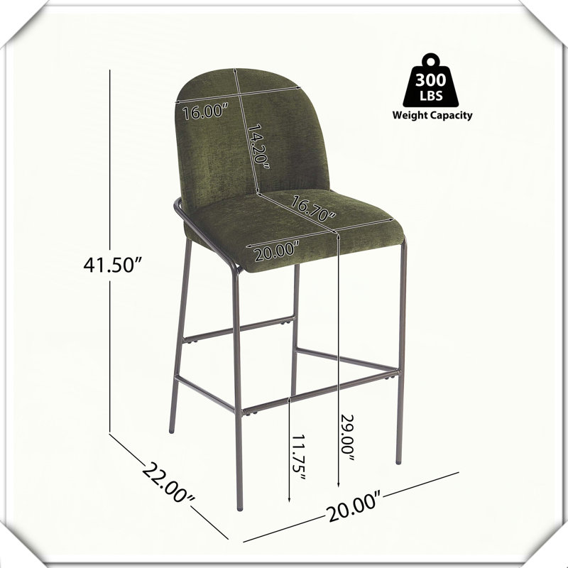 Ensemble de 2 tabourets de bar rembourrés en métal, Vert