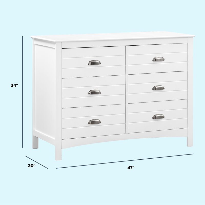 Commode double 6 tiroirs Nolan, Blanc
