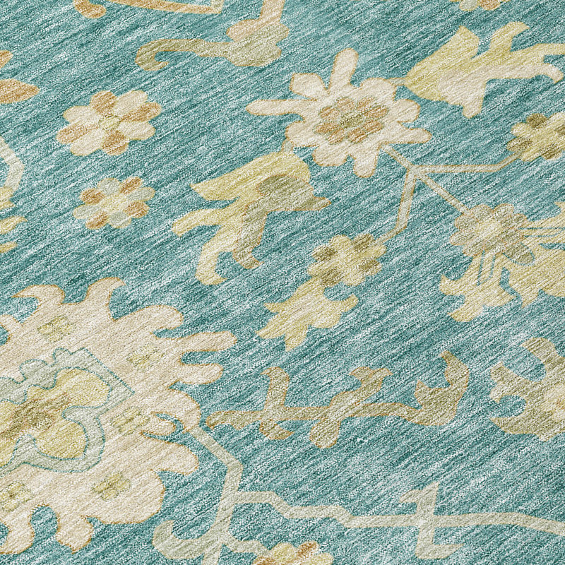 Machine Washable Indoor/Outdoor Cicel ACN1150 Teal, Rectangle 2'6" x 3'10"