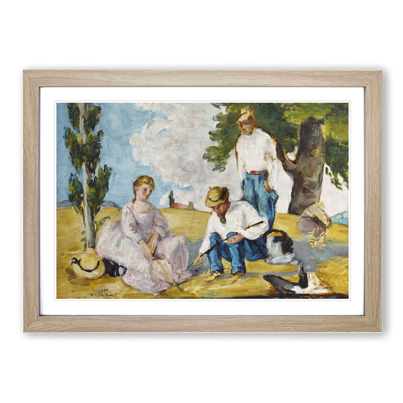 Picnic on a Riverbank by Paul Cezanne - Picture Frame Painting, 27cm H x 36cm W x 2cm D, Oak Framed