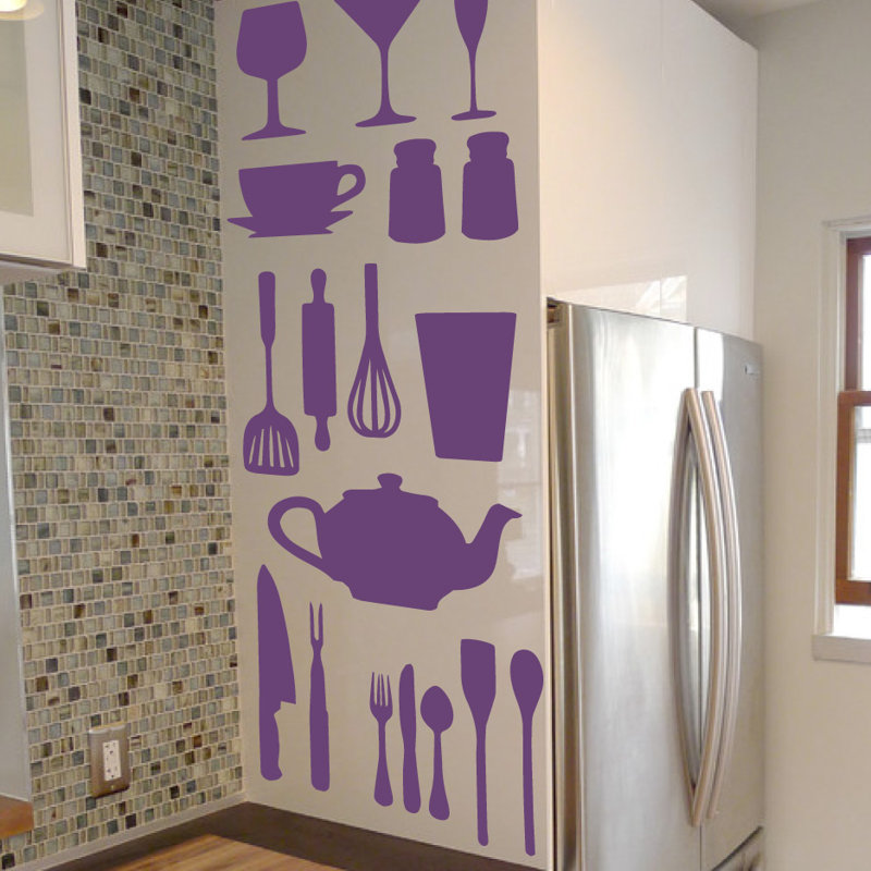 Décalcomanie murale de cuisine, H 37 po x l 29 po x P 0,01 po, Violet
