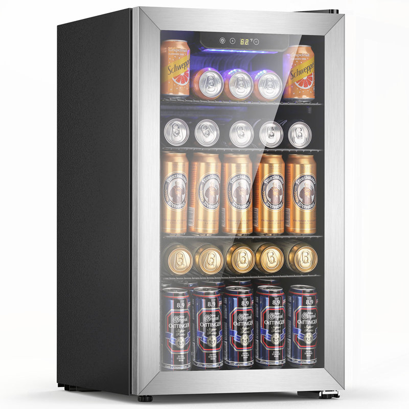 17.32'' W 3.2 Cu.ft Beverage Refrigerator, 26 Wine Bottles, Stainless Door, Touch Panel, 32-61℉, LED, Removable Shelves